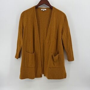 Madewell Women Mustard Yellow Merino Wool Alpaca Open Front Cardigan Sweater S